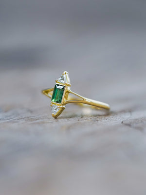 Tourmaline and Diamond Ring in Gold - Size 7 - Gardens of the Sun | Ethical Jewelry