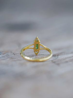 Tourmaline and Diamond Ring in Gold - Size 7
