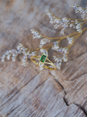 Tourmaline and Diamond Ring in Gold - Size 7 - Gardens of the Sun | Ethical Jewelry