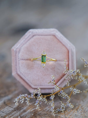 Tourmaline and Diamond Ring in Gold - Size 7 - Gardens of the Sun | Ethical Jewelry