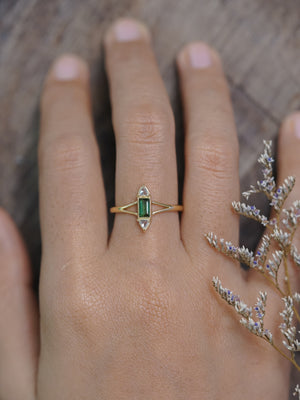 Tourmaline and Diamond Ring in Gold - Size 7 - Gardens of the Sun | Ethical Jewelry