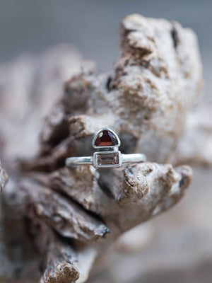 Tourmaline and Garnet Ring in Silver