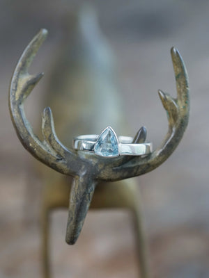 Triangle Aquamarine Ring for Mens Engagement