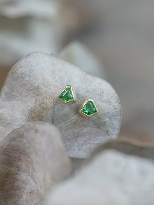 Tsavorite Garnet Earrings in Gold
