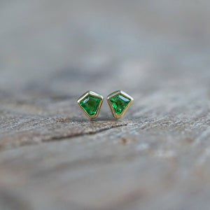 Tsavorite Garnet Earrings in Yellow Gold