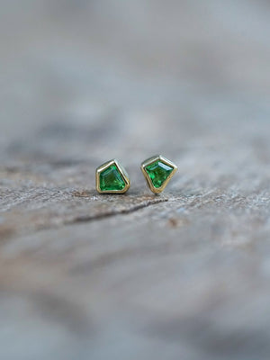 Tsavorite Garnet Stud Earrings in Yellow Gold