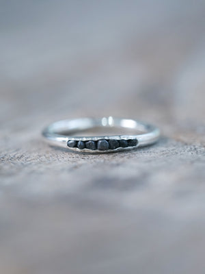 Unique Black Hematite Ring with Hidden Gems in sterling silver