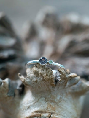 Unique Color Change Garnet and Moonstone Ring in Sterling Silver