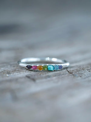 Unique Rainbow Ring with Hidden Gems in recycled sterling silver from Pride Jewelry Collection