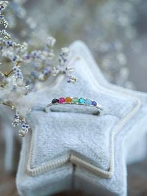 Unique Rainbow Ring with Hidden Gems in sterling silver from Pride Jewelry Collection