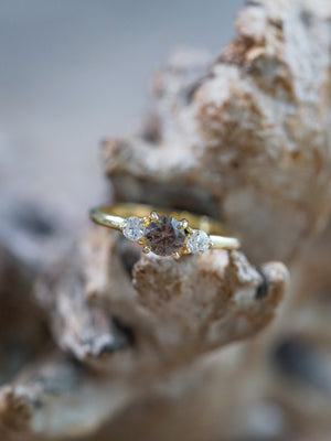 Unique Zircon and Diamond Ring in Ethical Yellow Gold