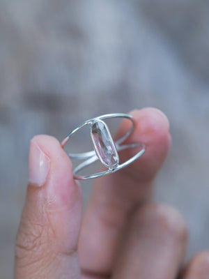 Wear Rose Cut Double Band Watermelon Tourmaline Ring - US size 9 in Recycled sterling silver