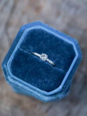 White Sapphire Ring in White Gold - Gardens of the Sun | Ethical Jewelry