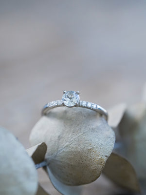 White Sapphire Ring in White Gold - Gardens of the Sun | Ethical Jewelry