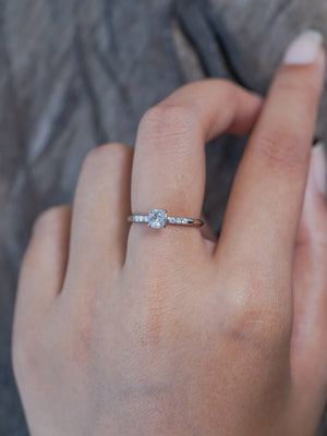 White Sapphire Ring in White Gold - Gardens of the Sun | Ethical Jewelry