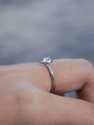 White Sapphire Ring in White Gold - Gardens of the Sun | Ethical Jewelry