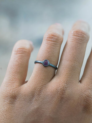 Winza Ruby Ring in Black Silver