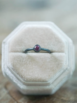 Winza Ruby Ring in Black Silver