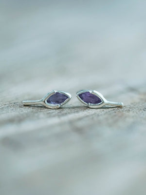 Wishing Bone Amethyst Earrings in Sterling Silver