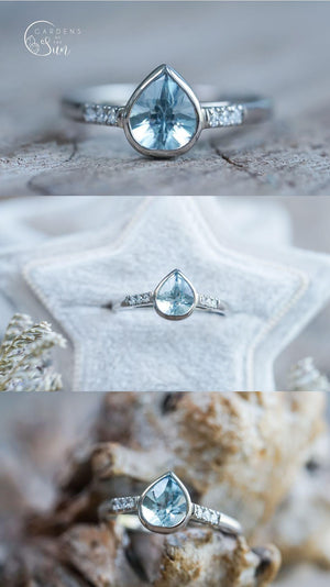 Custom Aquamarine Ring in Gold - Gardens of the Sun | Ethical Jewelry