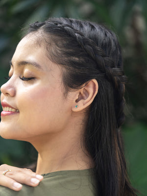 Blue Diamond Slice Earrings in Gold - Gardens of the Sun | Ethical Jewelry