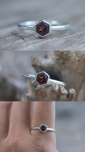 Custom Garnet Ring or Necklace in Sterling Silver