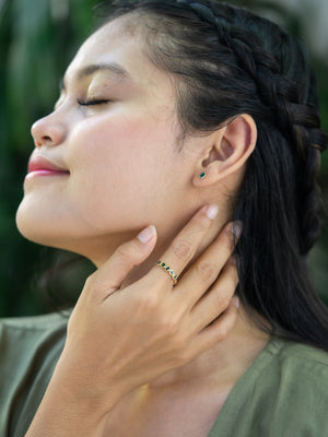 Blue Diamond Slice Earrings in Gold - Gardens of the Sun | Ethical Jewelry