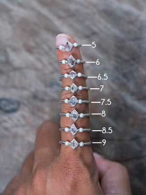 Pearl and Herkimer Diamond Ring