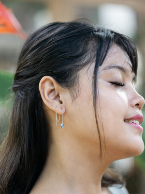 Oval Opal Threader Earrings - Gardens of the Sun | Ethical Jewelry
