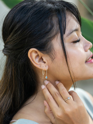 Oval Opal Threader Earrings