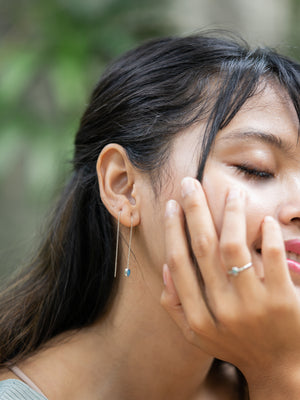 Oval Opal Threader Earrings - Gardens of the Sun | Ethical Jewelry