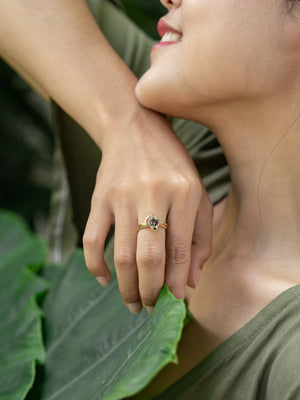Pear Sapphire Ring Set in Ethical Gold - Gardens of the Sun | Ethical Jewelry