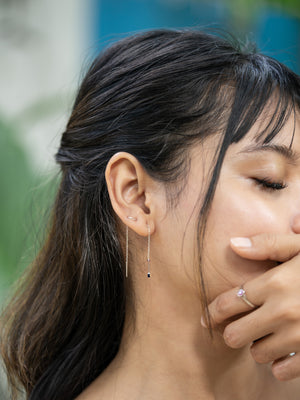 Pink and Blue Sapphire Ear Threaders - Gardens of the Sun | Ethical Jewelry
