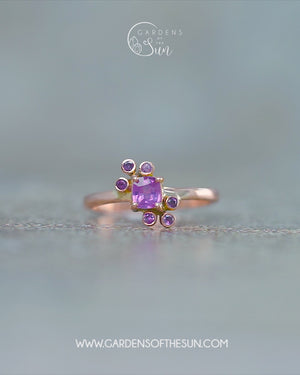 Pink Sapphire Cluster Ring in Rose Gold