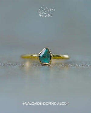 Blue Diamond Slice Ring in Ethical Gold