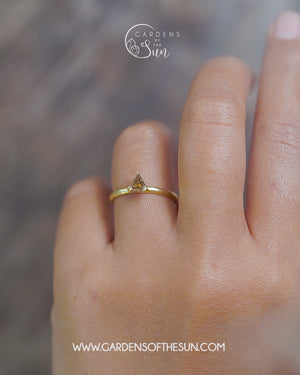 Brown Triangle Diamond Ring in Ethical Gold