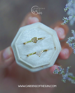 Shield Diamond Ring Set in Gold - Size 7