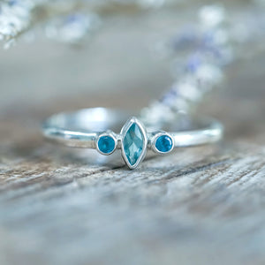 Apatite and Aquamarine Ring - Gardens of the Sun | Ethical Jewelry