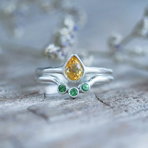 Citrine and Green Garnet Ring Set - Gardens of the Sun | Ethical Jewelry