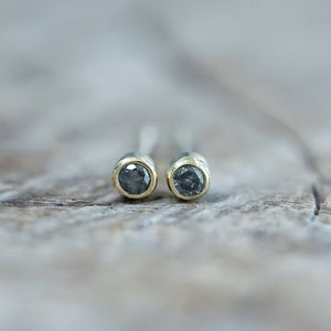 Salt and Pepper Diamond Earrings in Gold - Gardens of the Sun | Ethical Jewelry