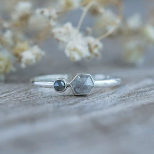 Double Salt and Pepper Diamond Ring - Gardens of the Sun | Ethical Jewelry