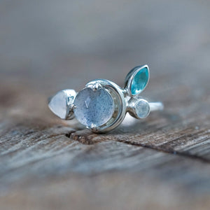 Crescent Moon Ring in Sterling Silver
