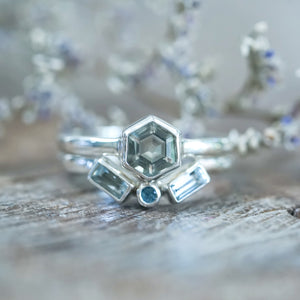 Green Amethyst and Aquamarine Ring - Gardens of the Sun | Ethical Jewelry