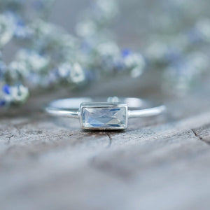 Horizontal Baguette Moonstone Ring - Gardens of the Sun | Ethical Jewelry