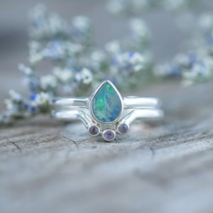 Opal and Pink Sapphire Ring Set - Gardens of the Sun | Ethical Jewelry