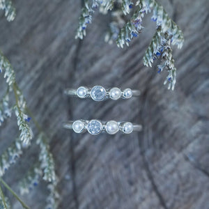 Pearl and Diamond Ring in Silver - Gardens of the Sun | Ethical Jewelry