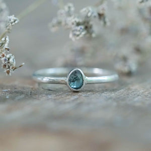 Rose Cut Blue Diamond Ring in Silver