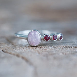 Rose Cut Sapphire and Garnet Ring - size 4.5