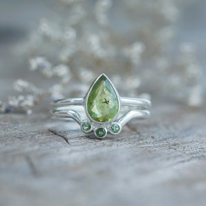 Sphene and Green Garnet Ring Set - Gardens of the Sun | Ethical Jewelry