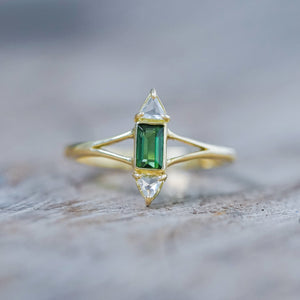 Tourmaline and Diamond Ring in Gold - Size 7 - Gardens of the Sun | Ethical Jewelry
